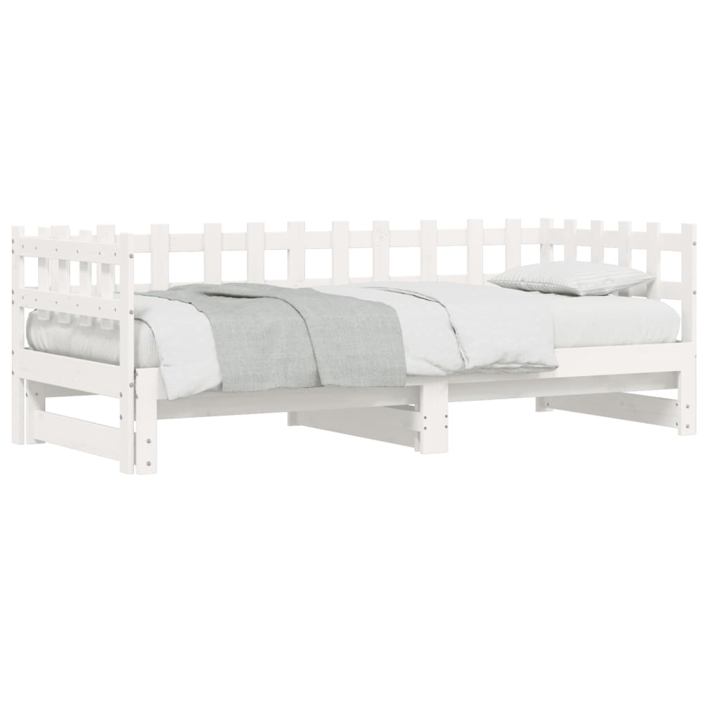 daybed med udtræk 2x(80x200) cm massivt fyrretræ hvid