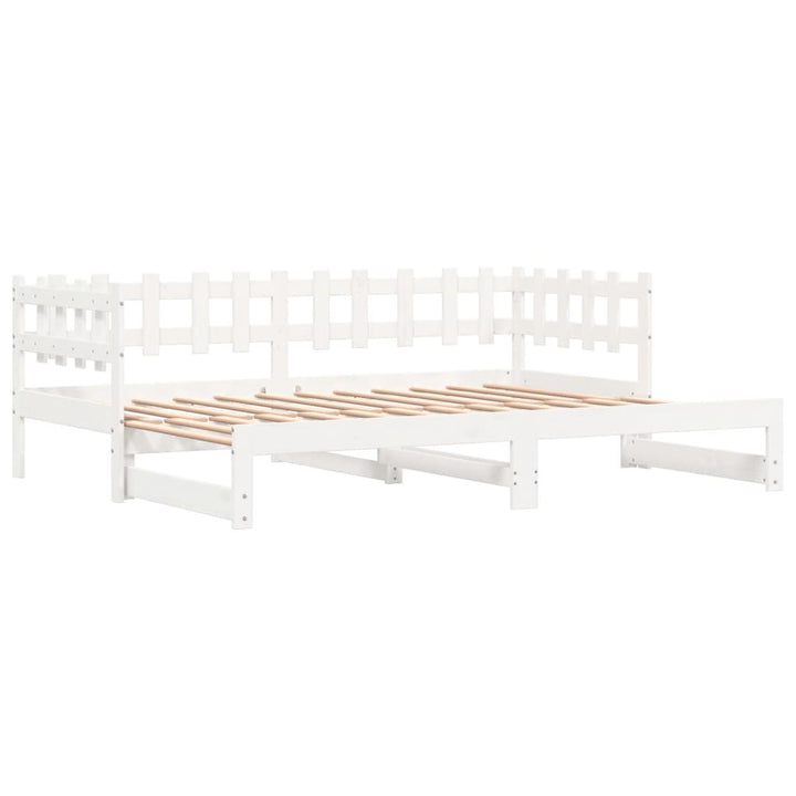 daybed med udtræk 2x(80x200) cm massivt fyrretræ hvid