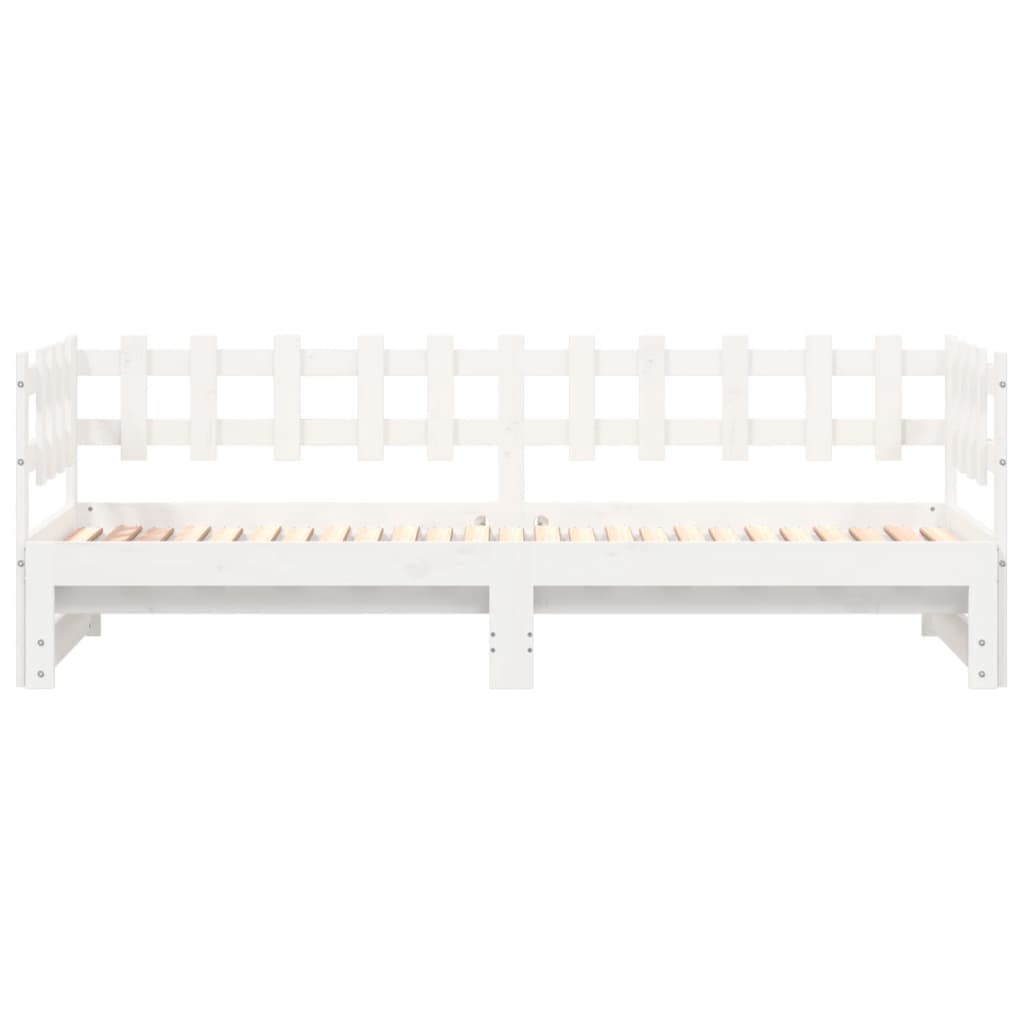 daybed med udtræk 2x(80x200) cm massivt fyrretræ hvid
