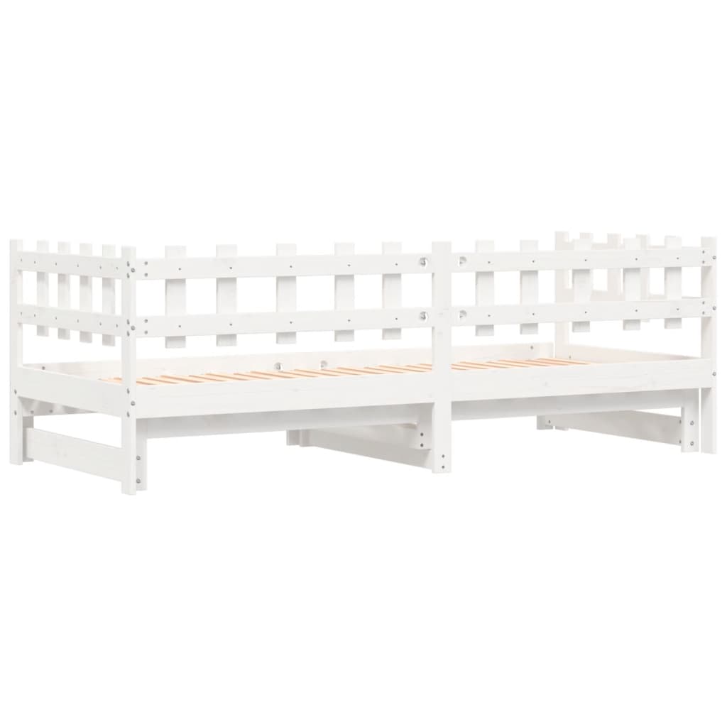 daybed med udtræk 2x(80x200) cm massivt fyrretræ hvid