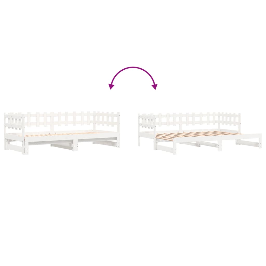 daybed med udtræk 2x(80x200) cm massivt fyrretræ hvid