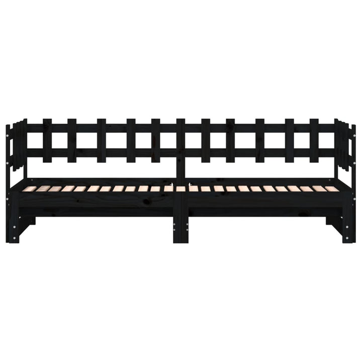 daybed med udtræk 2x(80x200) cm massivt fyrretræ sort