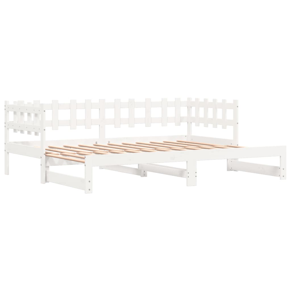daybed med udtræk 2x(90x200) cm massivt fyrretræ hvid
