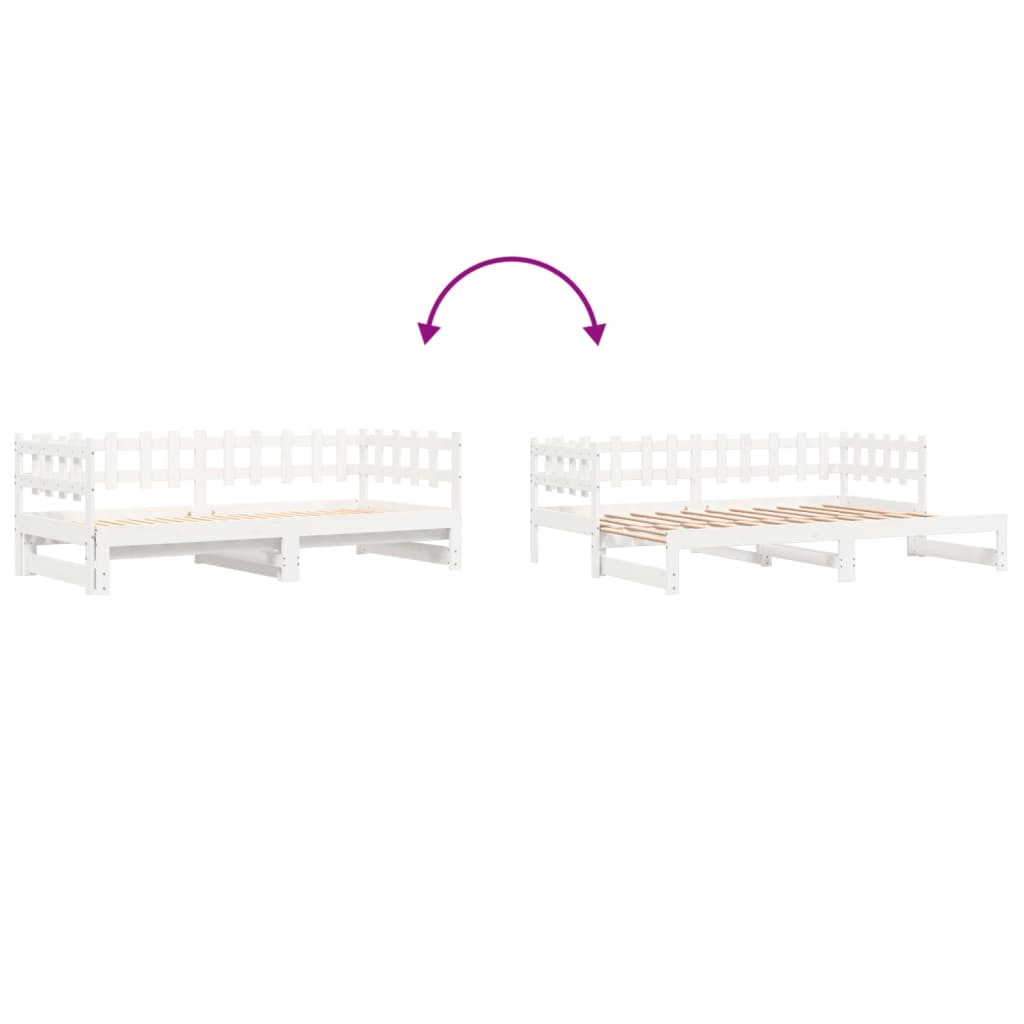 daybed med udtræk 2x(90x200) cm massivt fyrretræ hvid