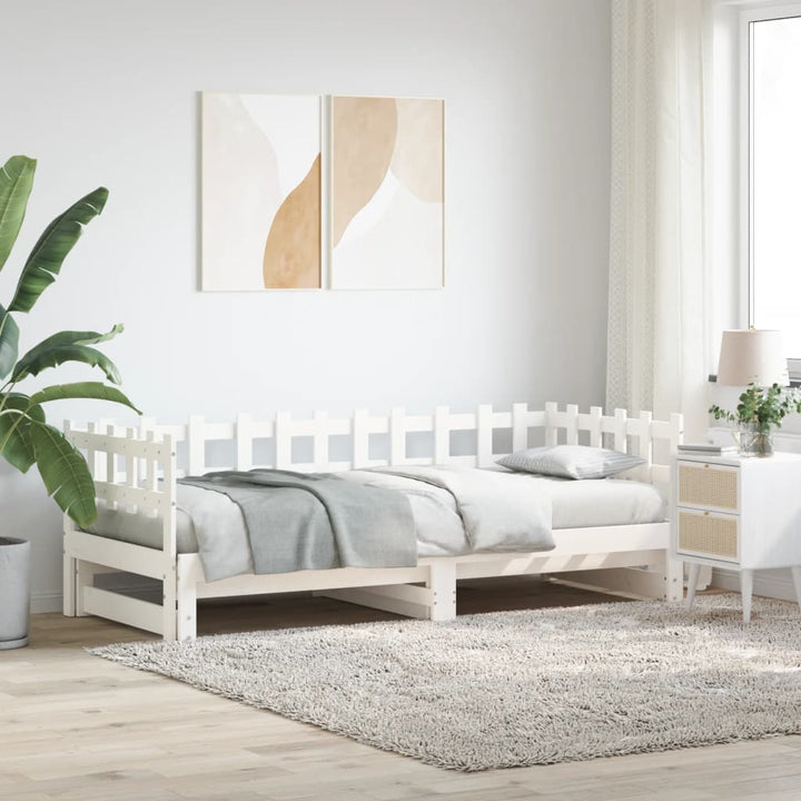 daybed med udtræk 2x(90x200) cm massivt fyrretræ hvid