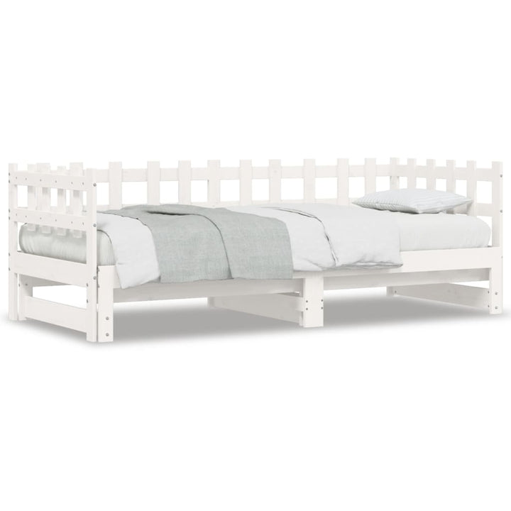 daybed med udtræk 2x(90x190) cm massivt fyrretræ hvid