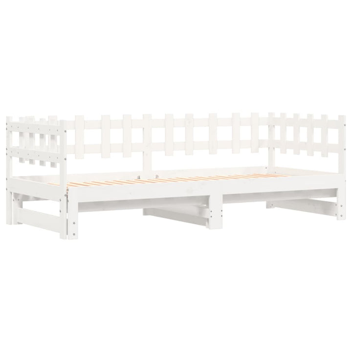daybed med udtræk 2x(90x190) cm massivt fyrretræ hvid