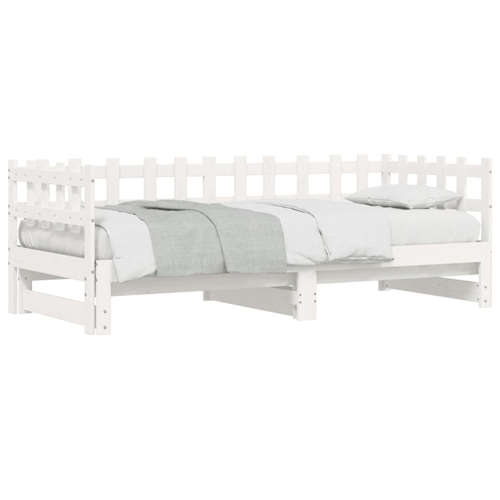 daybed med udtræk 2x(90x190) cm massivt fyrretræ hvid