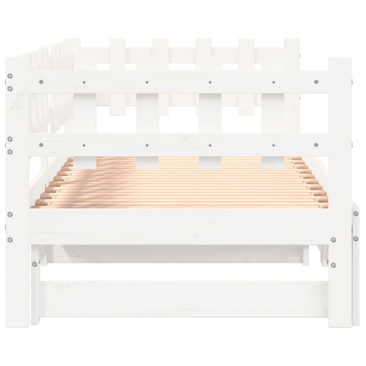 daybed med udtræk 2x(90x190) cm massivt fyrretræ hvid
