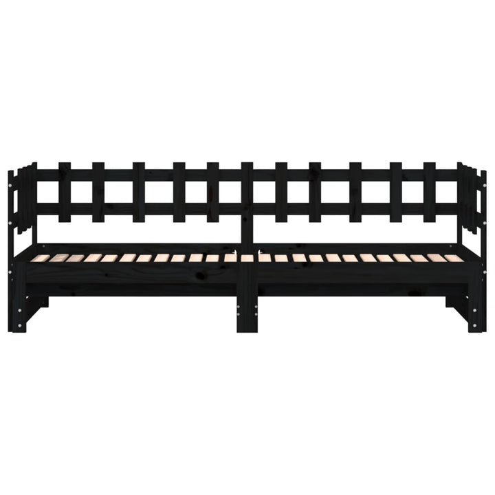 daybed med udtræk 2x(90x190) cm massivt fyrretræ sort