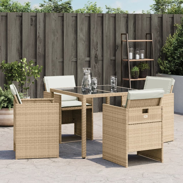 havestole 4 stk. med hynder polyrattan beige
