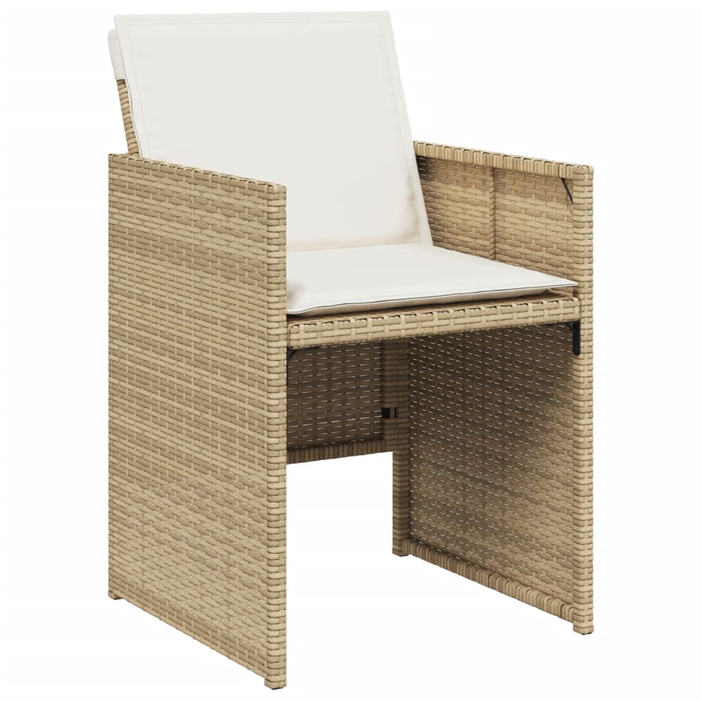 havestole 4 stk. med hynder polyrattan beige