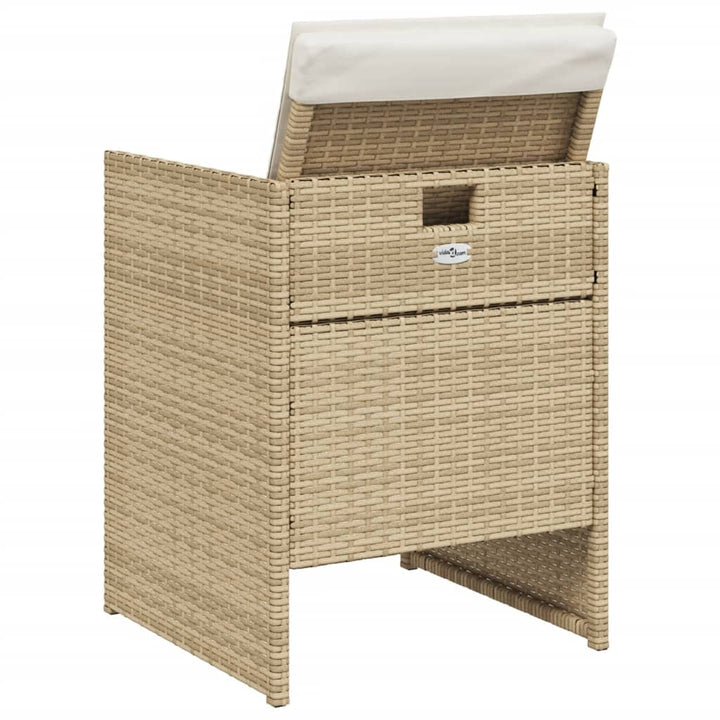 havestole 4 stk. med hynder polyrattan beige
