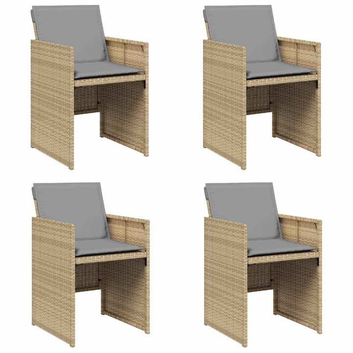 havestole 4 stk. med hynder polyrattan blandet beige