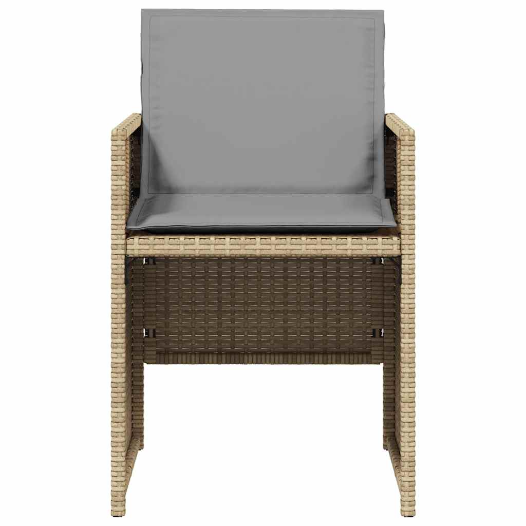 havestole 4 stk. med hynder polyrattan blandet beige