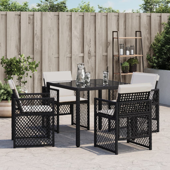 havestole med hynder 4 stk. polyrattan sort