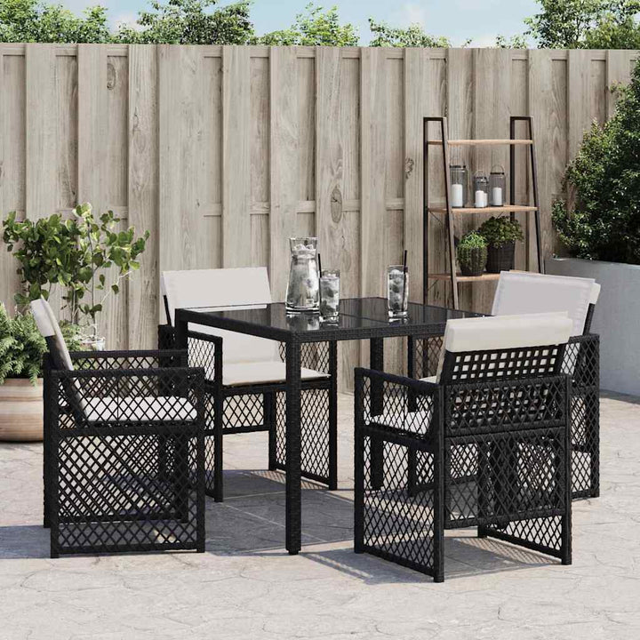 havestole med hynder 4 stk. polyrattan sort