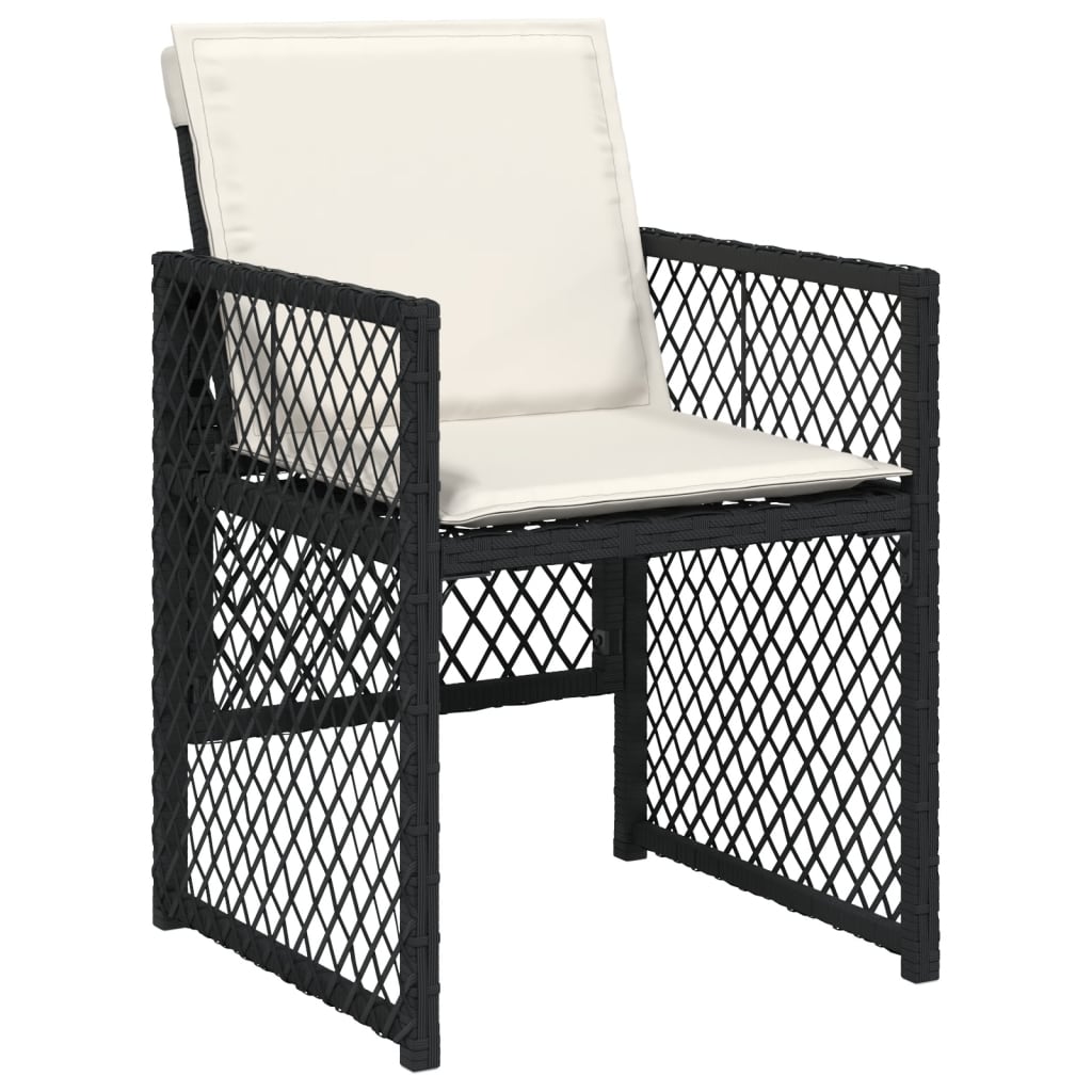 havestole med hynder 4 stk. polyrattan sort