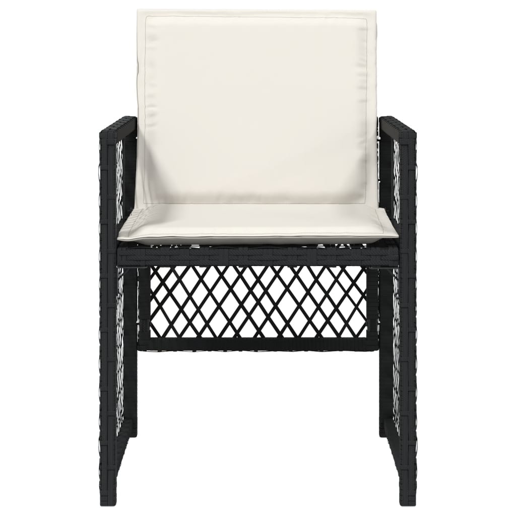 havestole med hynder 4 stk. polyrattan sort