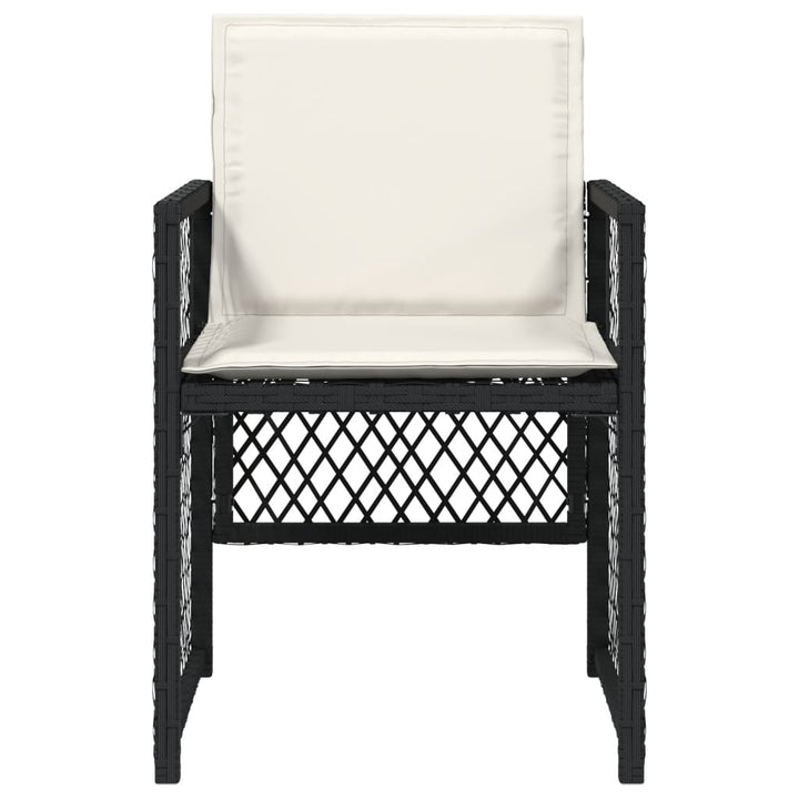 havestole med hynder 4 stk. polyrattan sort