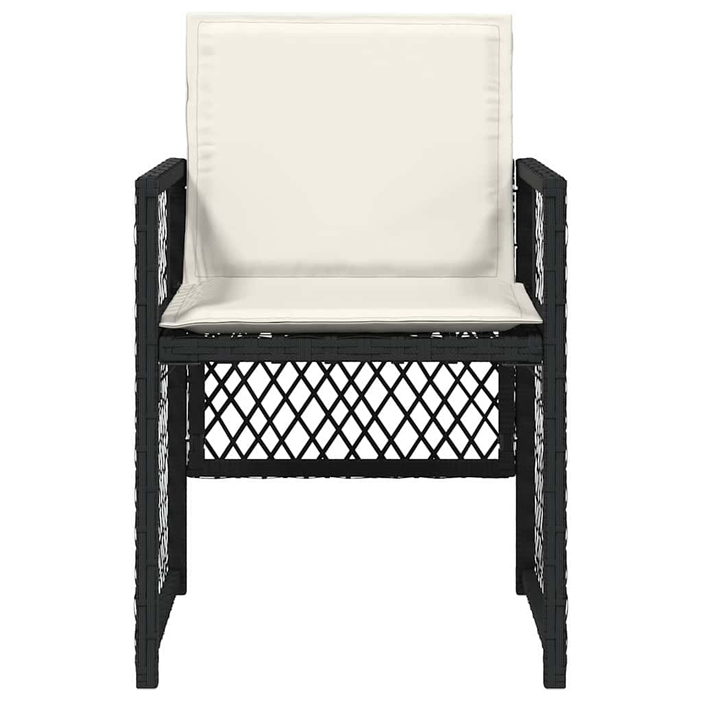 havestole med hynder 4 stk. polyrattan sort