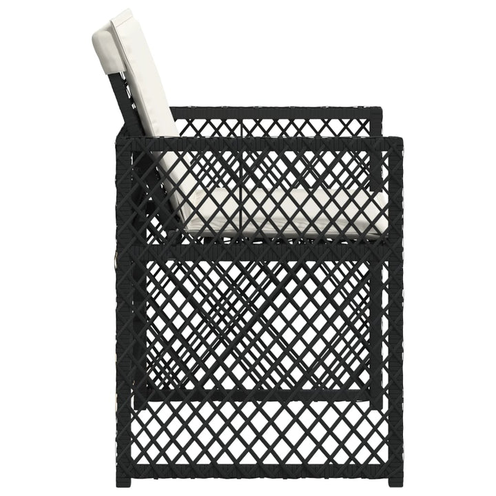 havestole med hynder 4 stk. polyrattan sort
