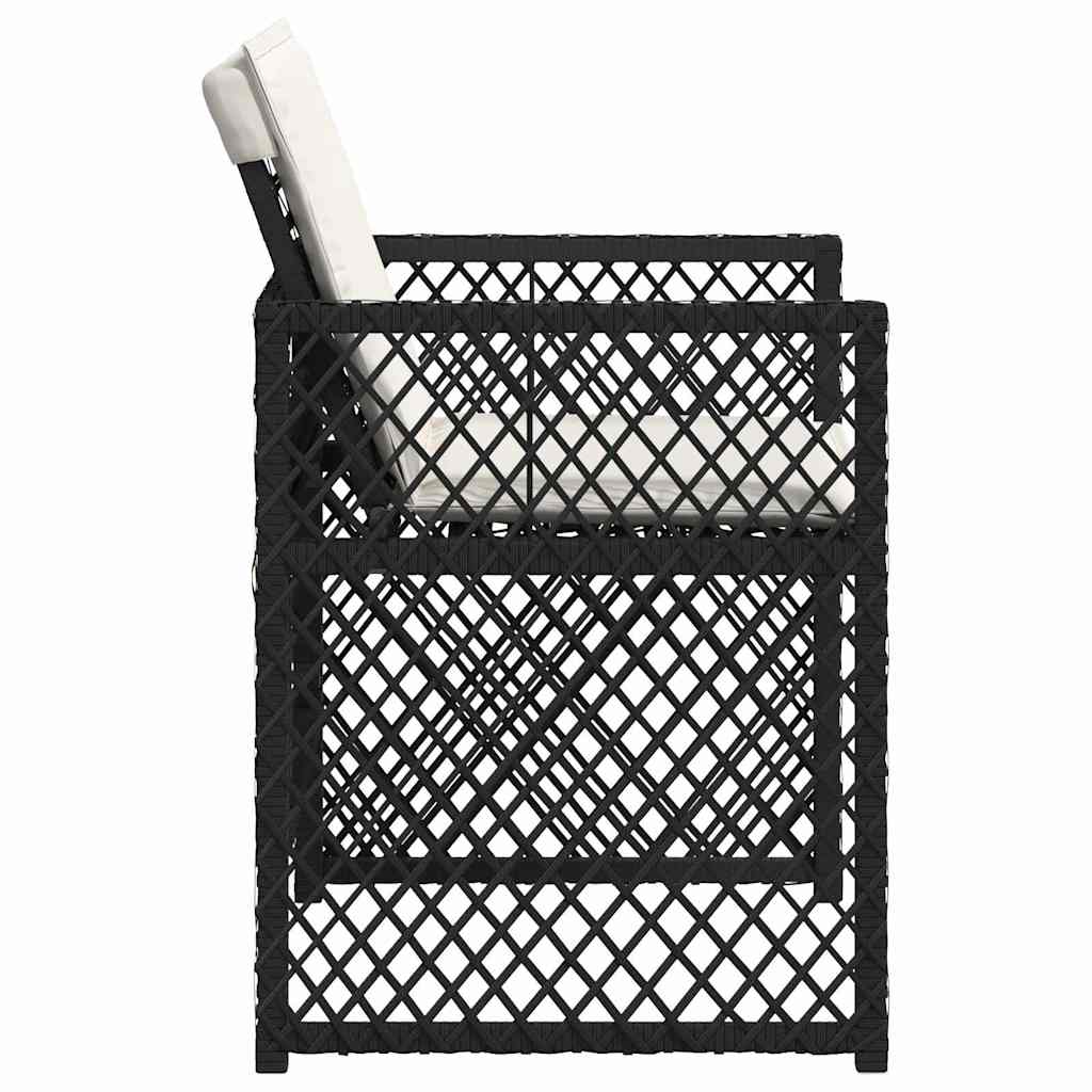 havestole med hynder 4 stk. polyrattan sort
