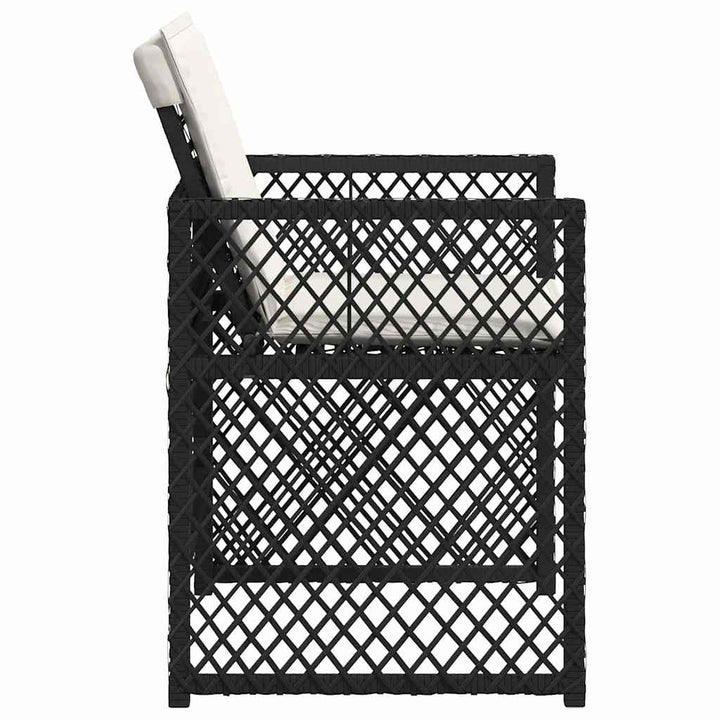 havestole med hynder 4 stk. polyrattan sort