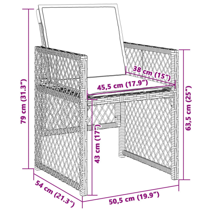 havestole med hynder 4 stk. polyrattan sort