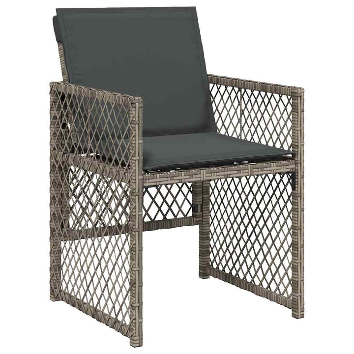 havestole med hynder 4 stk. polyrattan grå