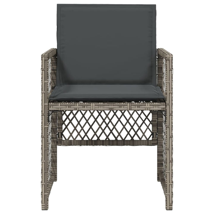 havestole med hynder 4 stk. polyrattan grå