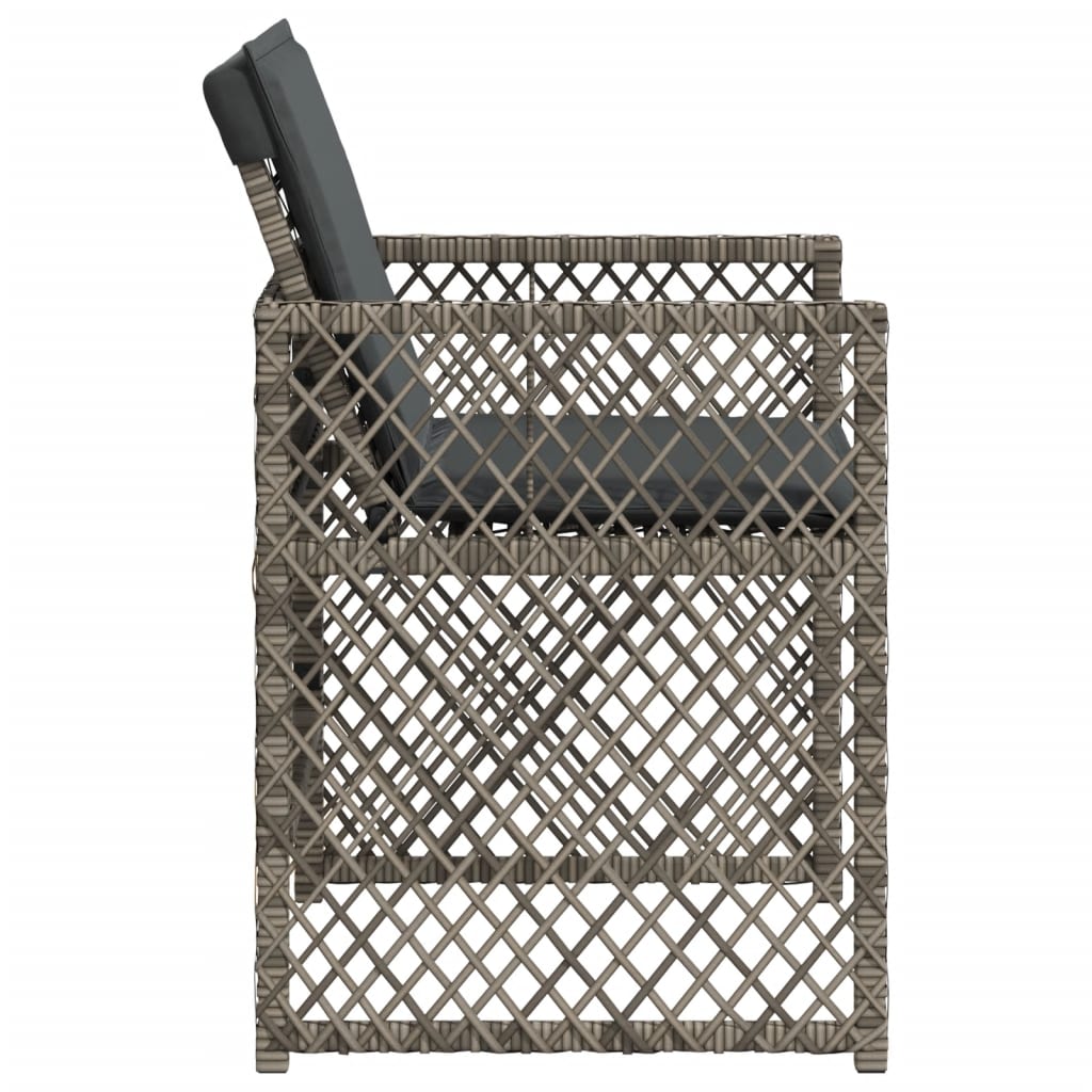 havestole med hynder 4 stk. polyrattan grå