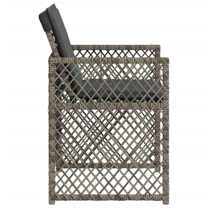 havestole med hynder 4 stk. polyrattan grå