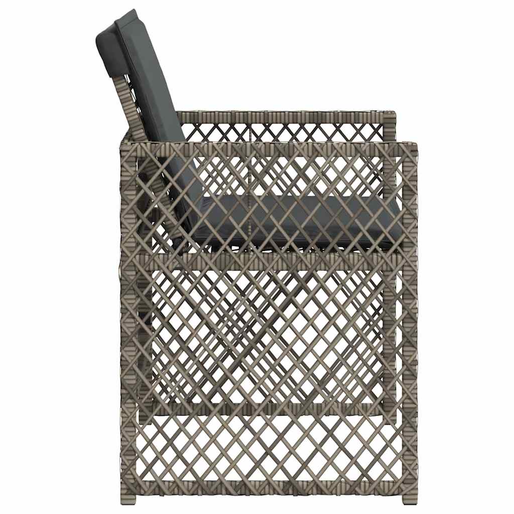havestole med hynder 4 stk. polyrattan grå