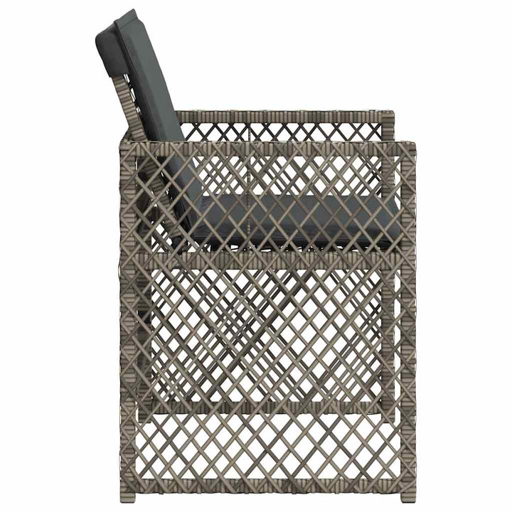 havestole med hynder 4 stk. polyrattan grå