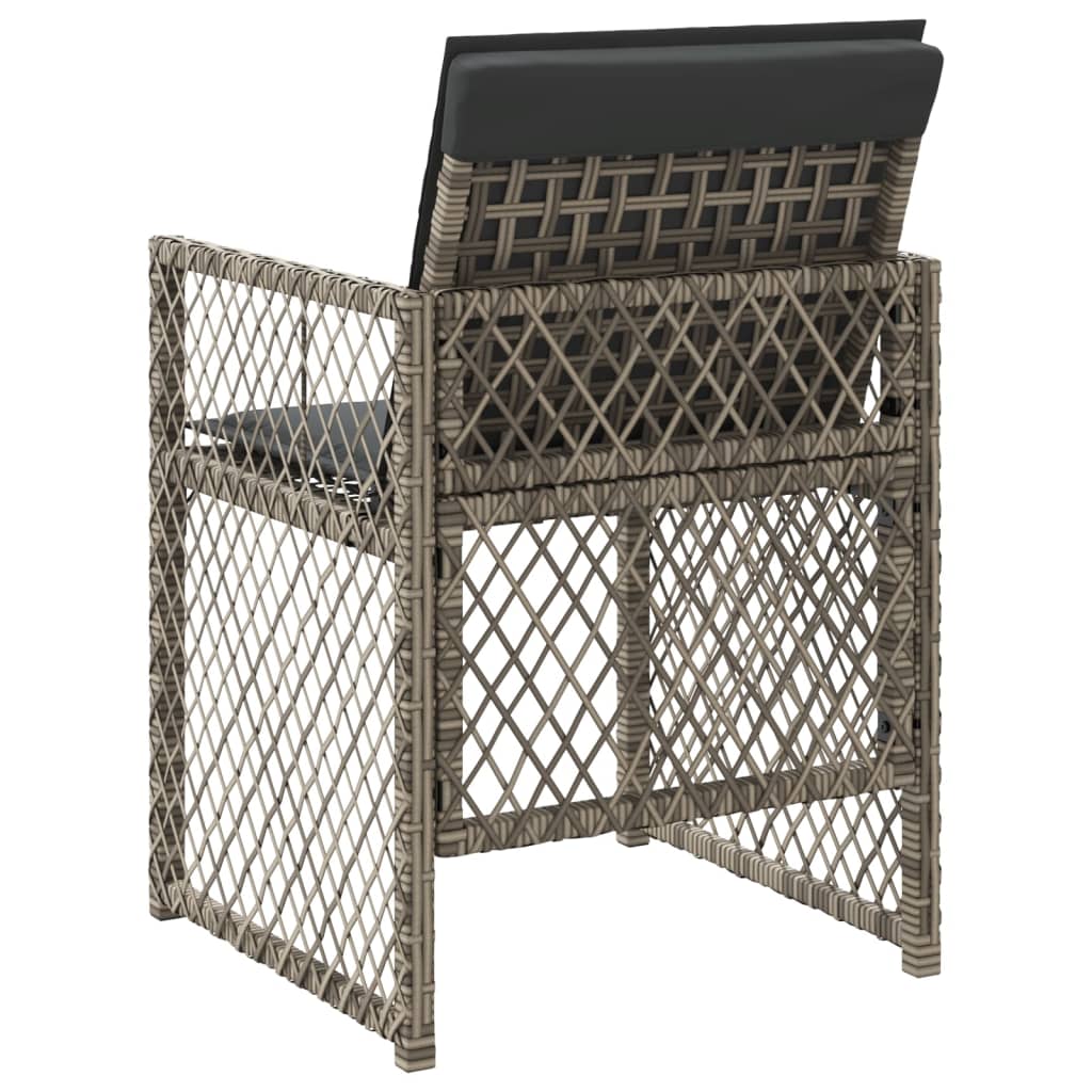 havestole med hynder 4 stk. polyrattan grå