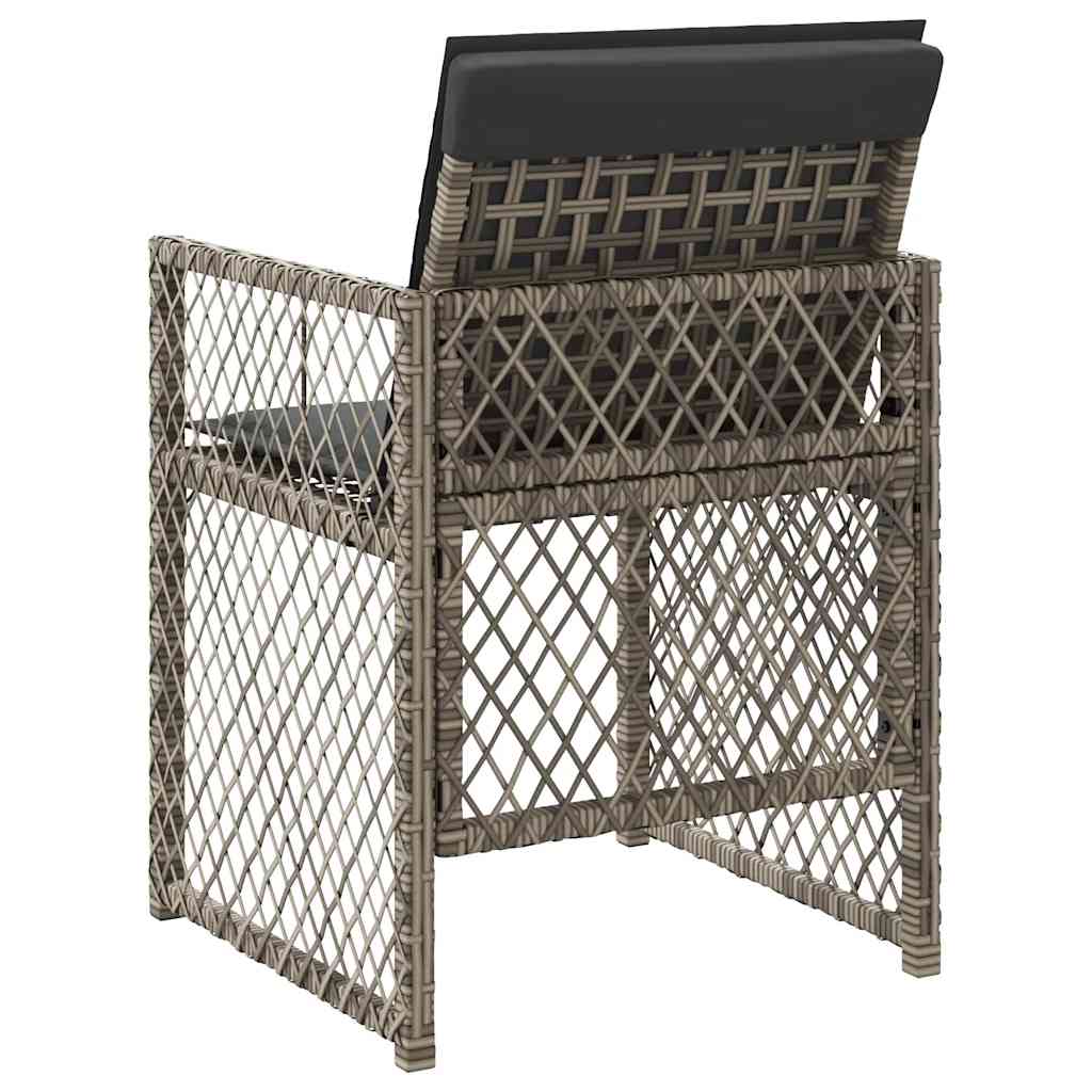 havestole med hynder 4 stk. polyrattan grå