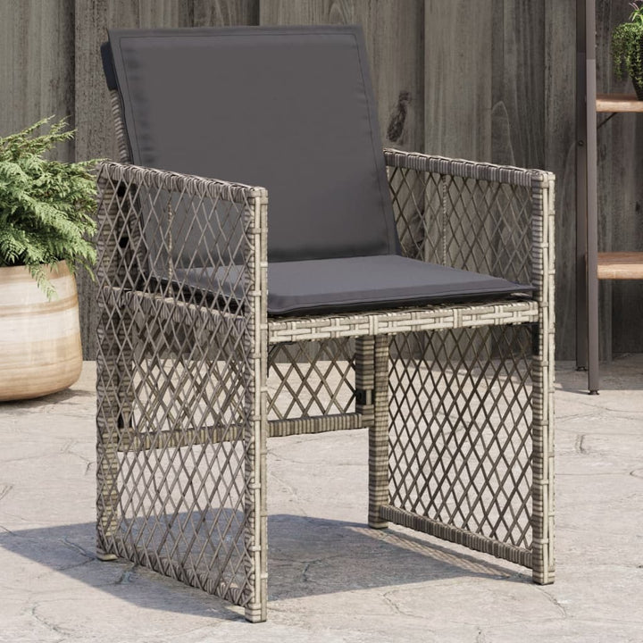 havestole med hynder 4 stk. polyrattan grå
