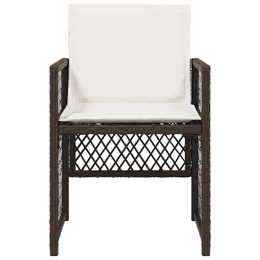 havestole 4 stk. med hynder polyrattan brun