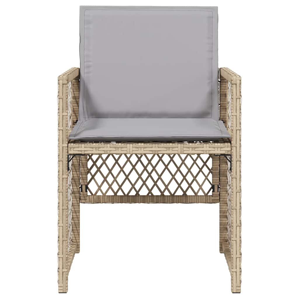 havestole 4 stk. med hynder polyrattan blandet beige