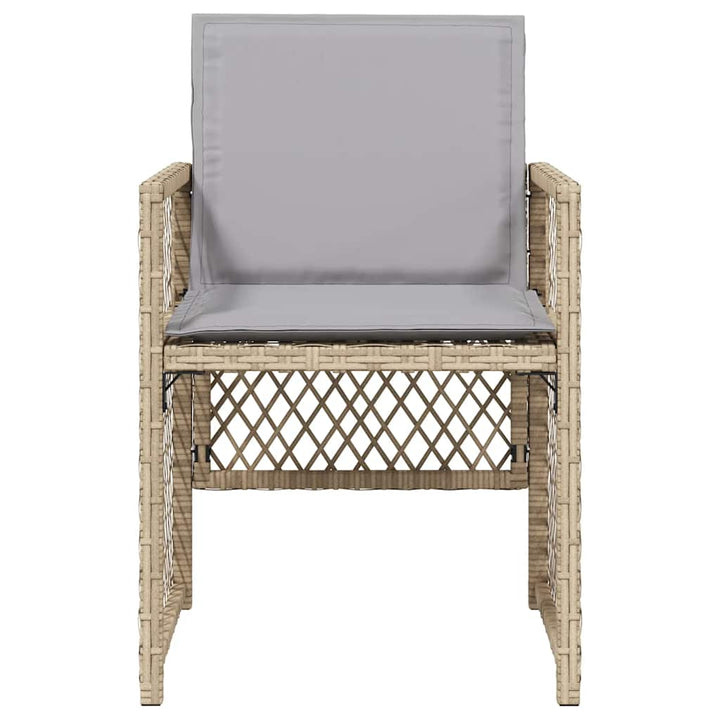 havestole 4 stk. med hynder polyrattan blandet beige