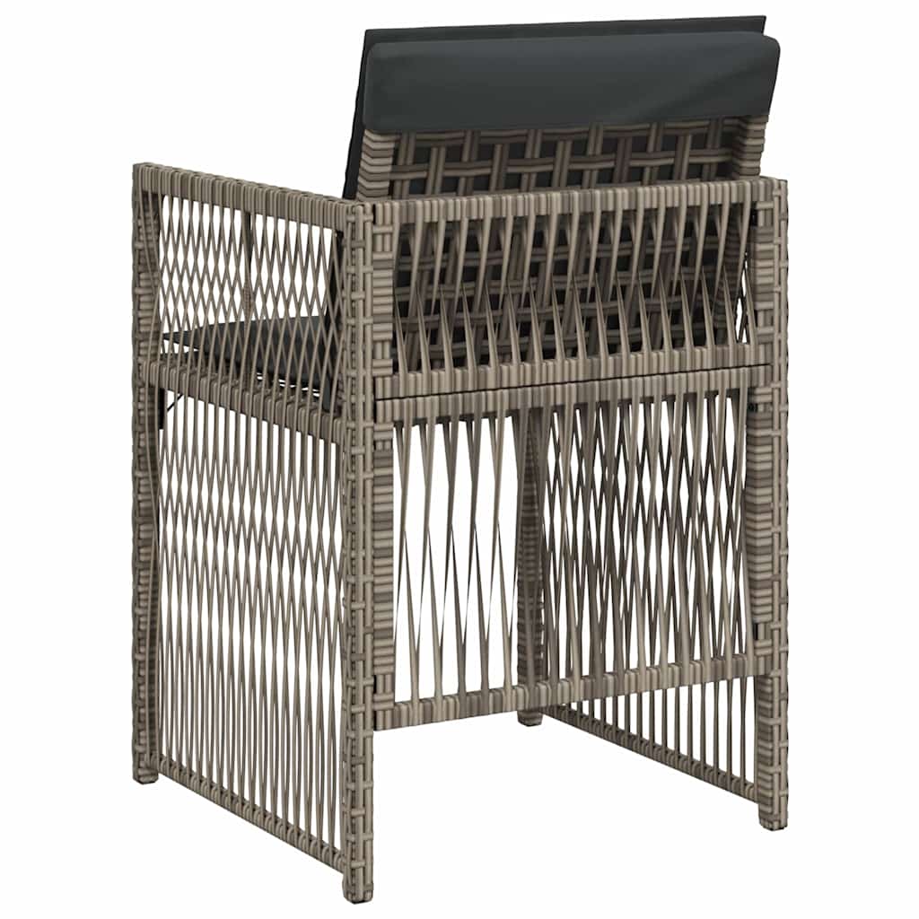havestole med hynder 4 stk. polyrattan grå