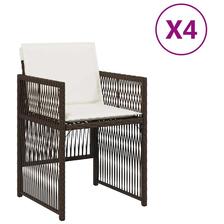 havestole 4 stk. med hynder polyrattan brun