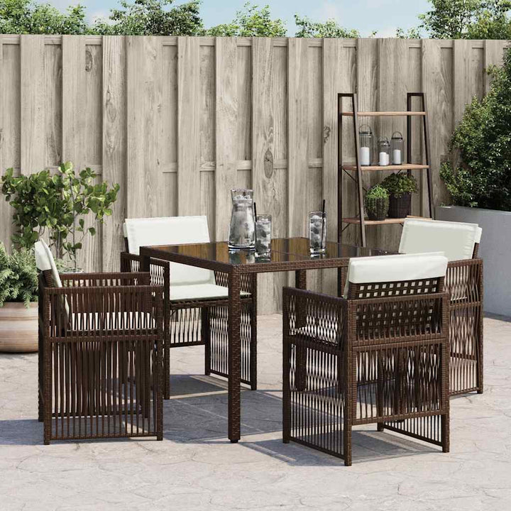 havestole 4 stk. med hynder polyrattan brun