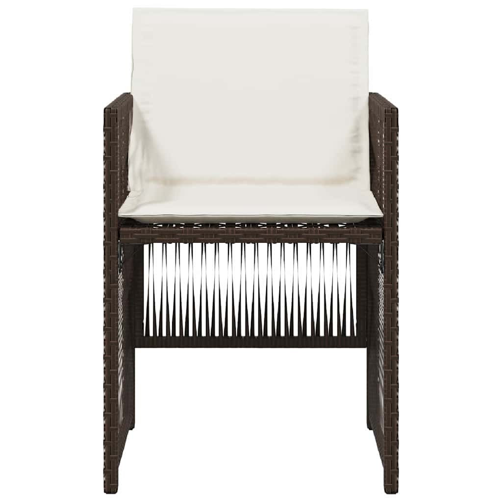 havestole 4 stk. med hynder polyrattan brun