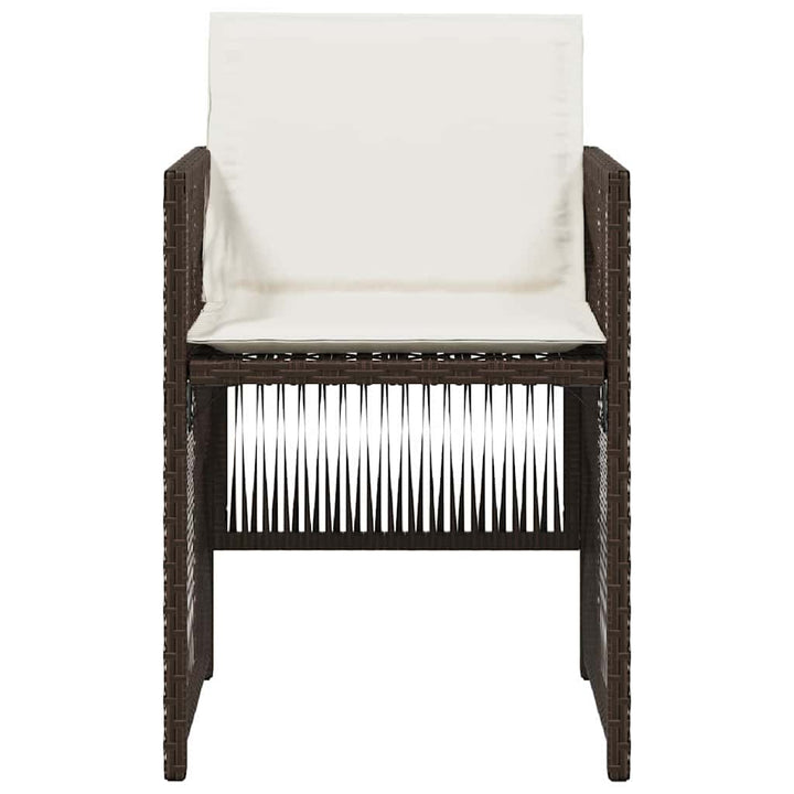havestole 4 stk. med hynder polyrattan brun
