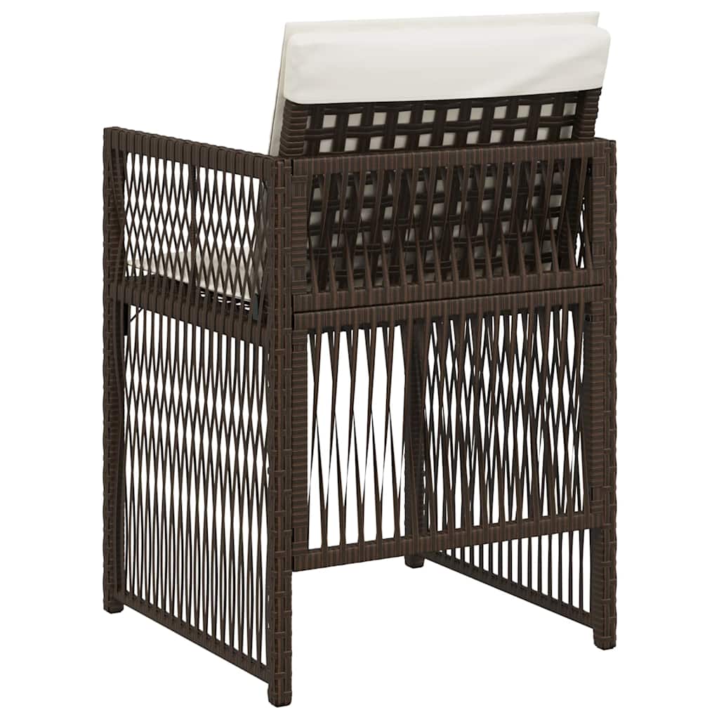 havestole 4 stk. med hynder polyrattan brun