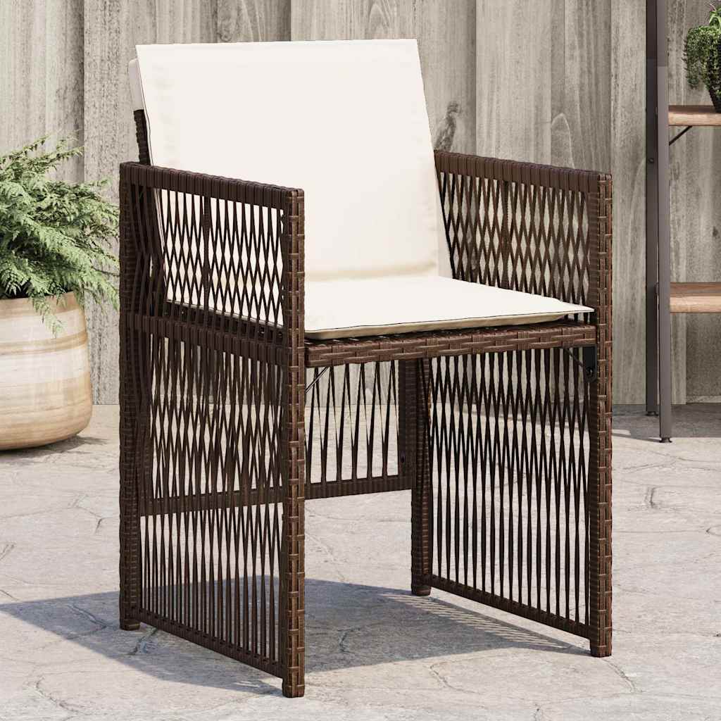 havestole 4 stk. med hynder polyrattan brun