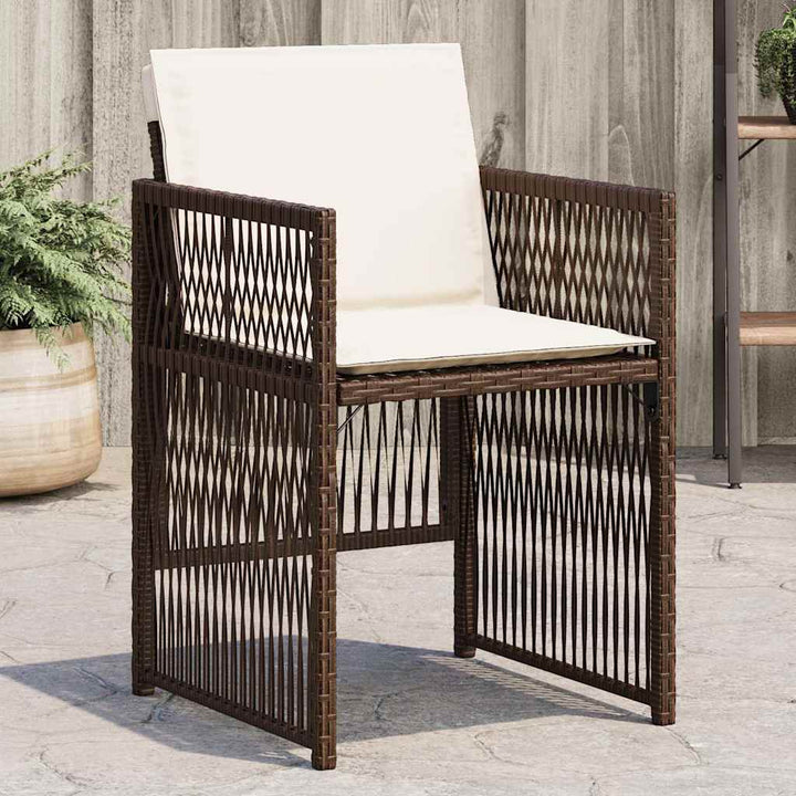 havestole 4 stk. med hynder polyrattan brun