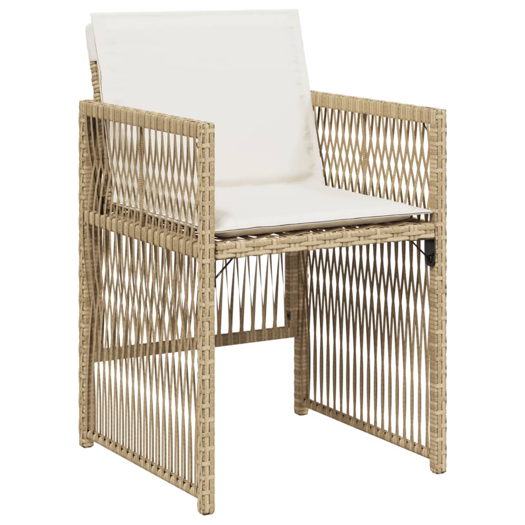 havestole 4 stk. med hynder polyrattan beige